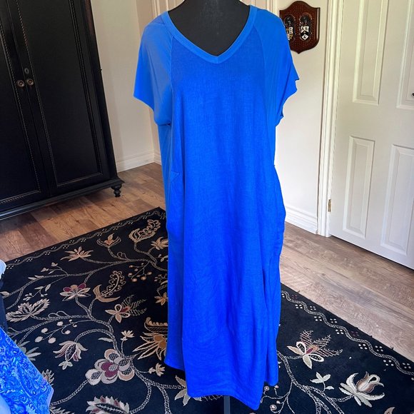 Peruzzi Bright Blue Flowy Dress - Picture 1 of 2